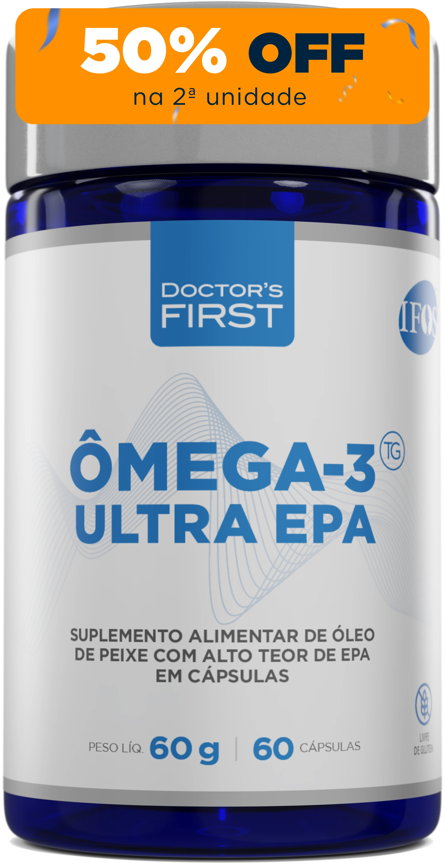 Ômega-3 Ultra EPA - Forma TG com 1000mg de EPA - 60 Cápsulas